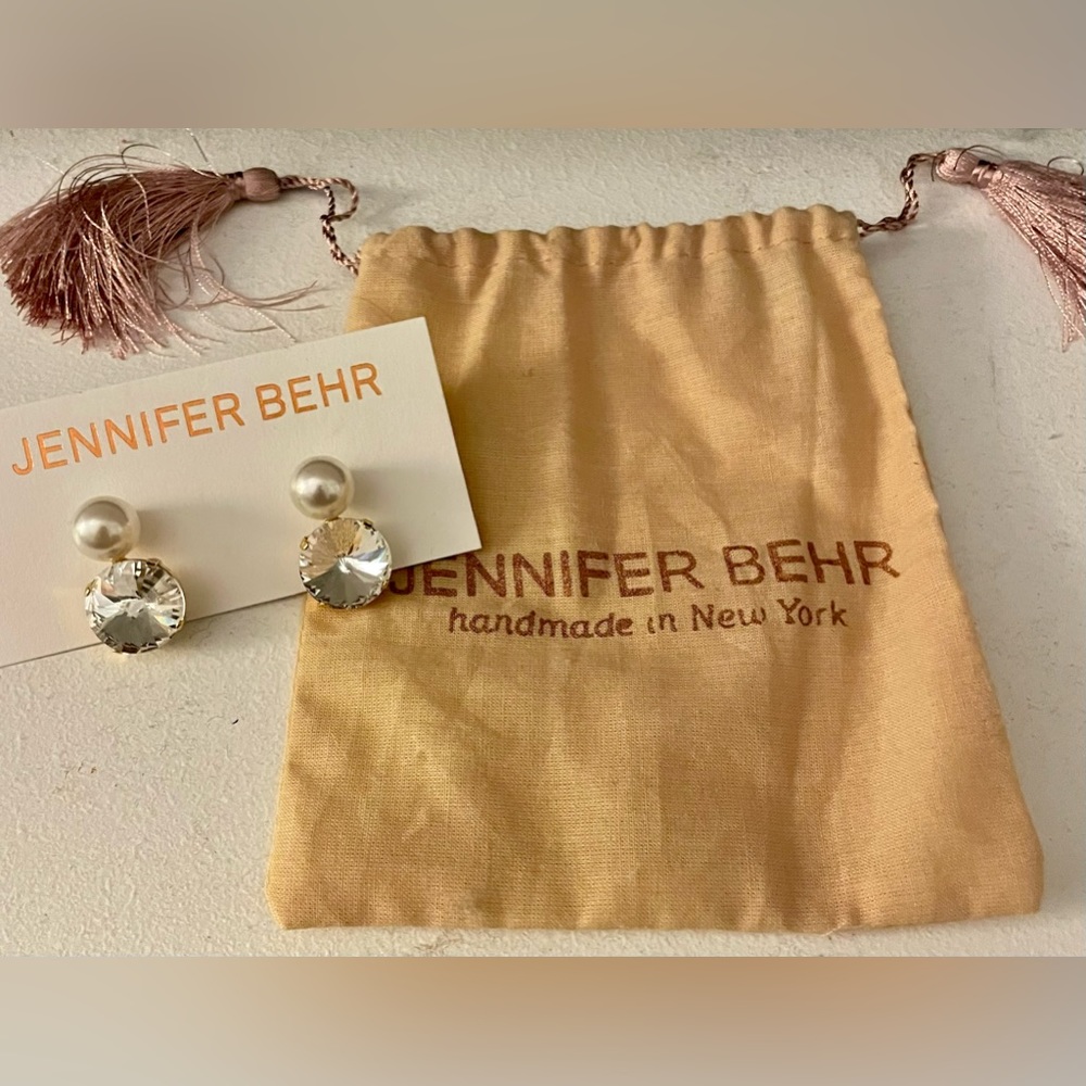 Jennifer Behr Pearl Crystal gold earrings